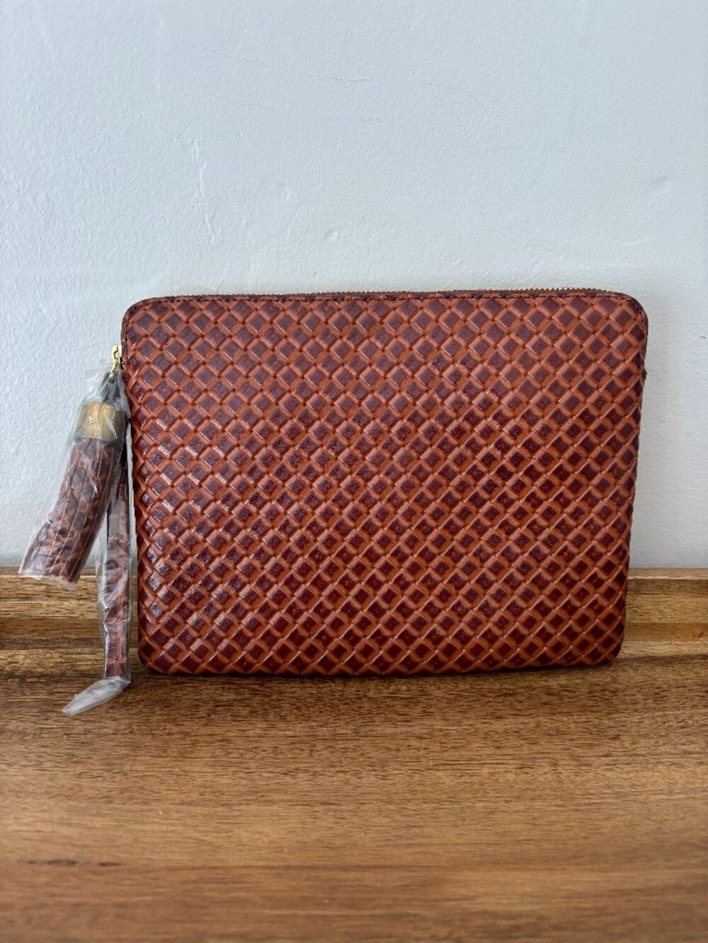 G.I.L.I Got It Love It Brown Woven Leather Haloguard & RFID Protected Clutch